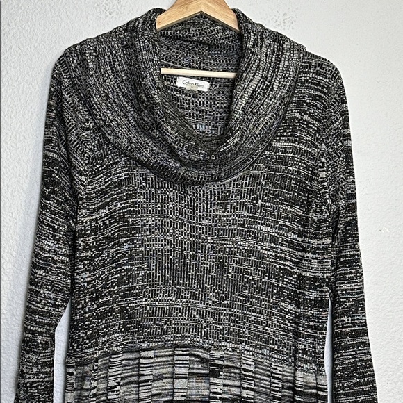 Calvin Klein Women’s 2X Gray Marled Knit Cowl Neck Long Sleeve Sweater Dress - Picture 3 of 10